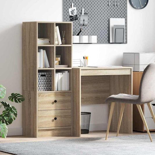 Skrivebord med lagring 2 pcs Sonoma eik 70 x 50 x 76 cm
