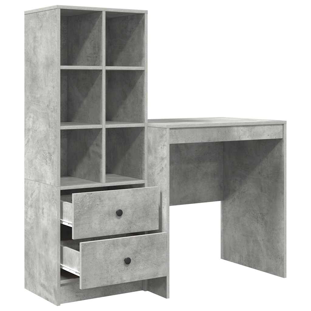 Skrivebord med lagring 2 pcs Betonggrå 70 x 50 x 76 cm