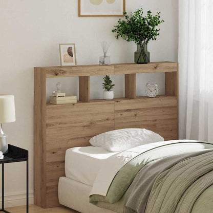 Hodegavlskap med LED med hylle artisan eik 121 x 17 x 102 cm