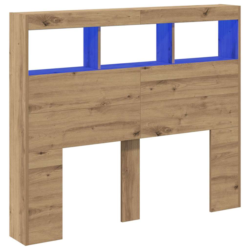Hodegavlskap med LED med hylle artisan eik 121 x 17 x 102 cm