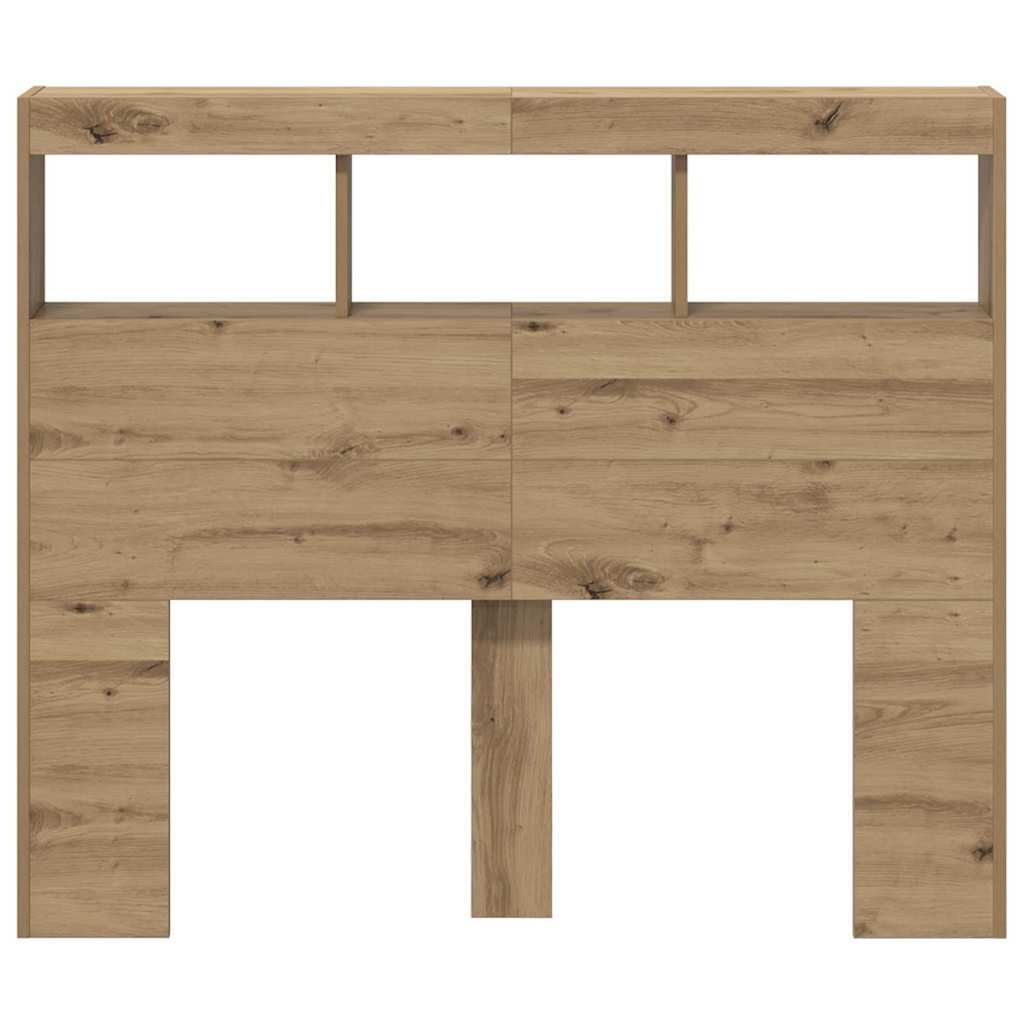 Hodegavlskap med LED med hylle artisan eik 121 x 17 x 102 cm