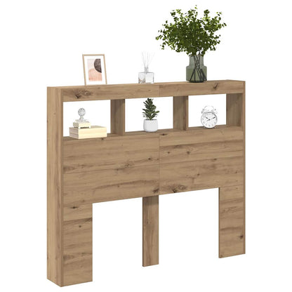 Hodegavlskap med LED med hylle artisan eik 121 x 17 x 102 cm