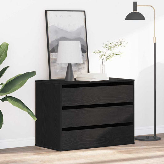 Hjørneskuffeseksjon Svart Eik 80x41x58 cm Konstruert Tre