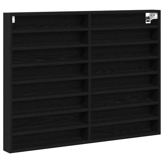 Vitrine Skap Svart Eik 100x8,5x75 cm Konstruert Tre