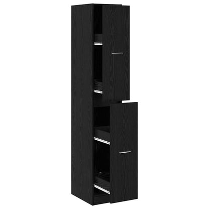 apotekskap svart eik 30x41x174,5 cm kryssfiner
