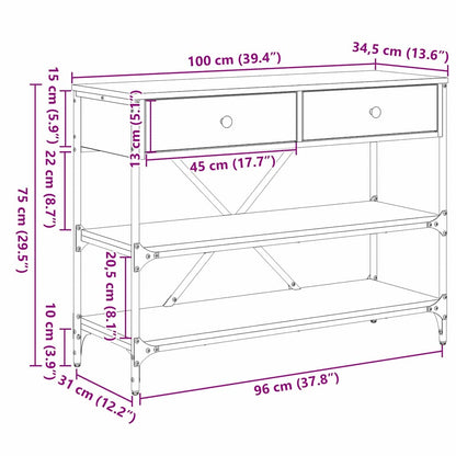 Avlastningsbord Svart Eik 100x34.5x75 cm Konstruert Tre