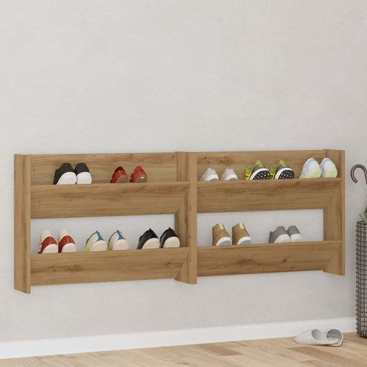 Veggsko skap 2 pcs artisan eik 60 x 18 x 60 cm Konstruert tre