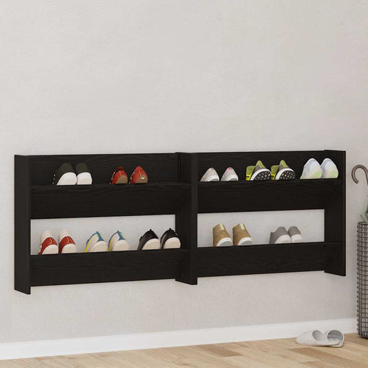 Veggsko skap 2 pcs Svart eik 60 x 18 x 60 cm Konstruert tre