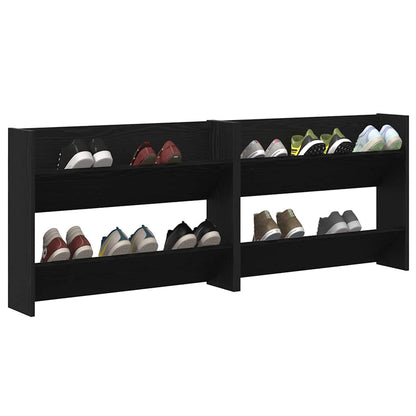 Veggsko skap 2 pcs Svart eik 60 x 18 x 60 cm Konstruert tre