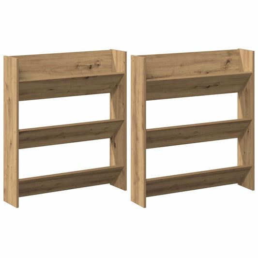 Veggsko skap 2 pcs artisan eik 60 x 18 x 60 cm Konstruert tre