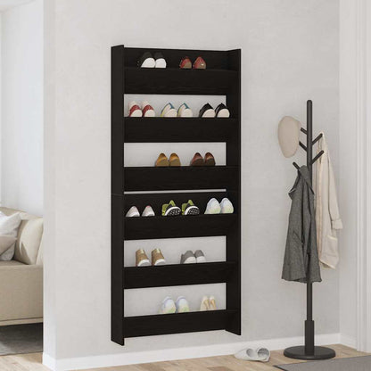 Veggsko skap 2 pcs Svart eik 60 x 18 x 60 cm Konstruert tre