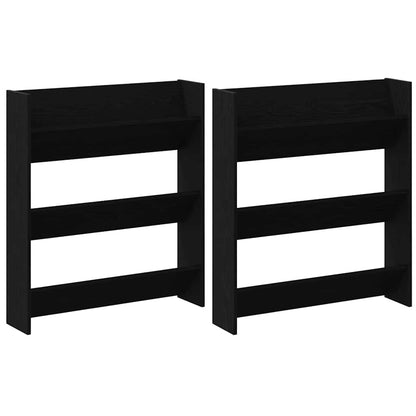 Veggsko skap 2 pcs Svart eik 60 x 18 x 60 cm Konstruert tre