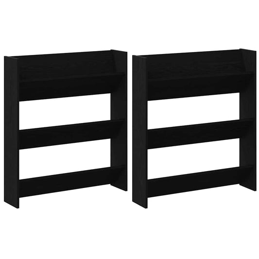 Veggsko skap 2 pcs Svart eik 60 x 18 x 60 cm Konstruert tre