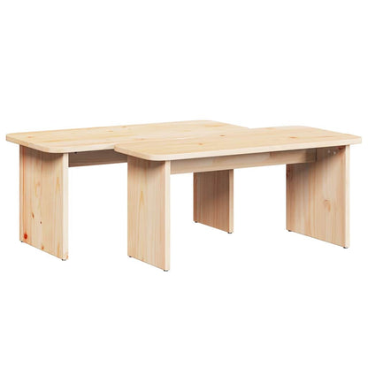 Kaffebord 2 pcs Naturlig 100 x 69 x 35.5 cm Massiv furu tre