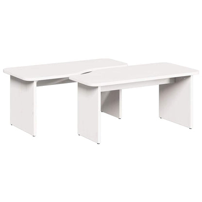 Kaffebord 2 pcs Hvit 100 x 69 x 35.5 cm Massiv furu tre