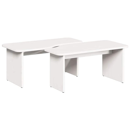 Kaffebord 2 pcs Hvit 100 x 69 x 35.5 cm Massiv furu tre