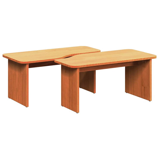 Kaffebord 2 pcs Voksbrun 100 x 69 x 35.5 cm Massiv furu tre