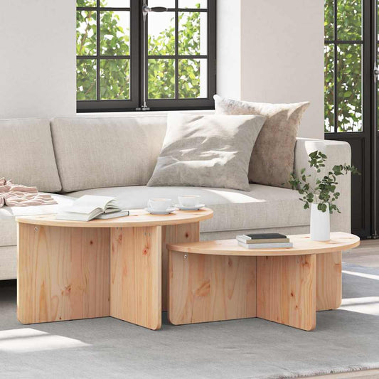 Kaffebord 2 pcs Naturlig 79 x 39.5 x 40 cm Massiv furu tre