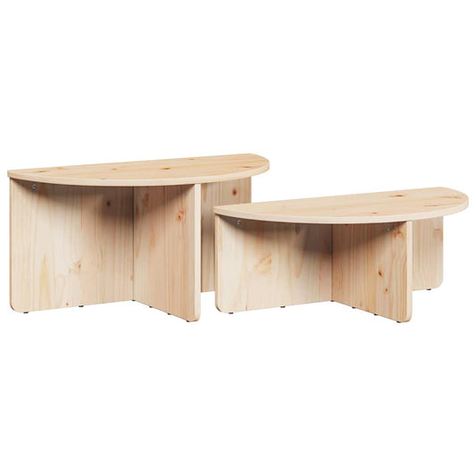 Kaffebord 2 pcs Naturlig 79 x 39.5 x 40 cm Massiv furu tre
