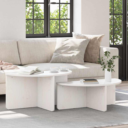 Kaffebord 2 pcs Hvit 79 x 39.5 x 40 cm Massiv furu tre