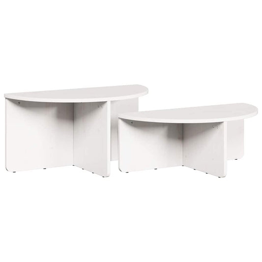 Kaffebord 2 pcs Hvit 79 x 39.5 x 40 cm Massiv furu tre