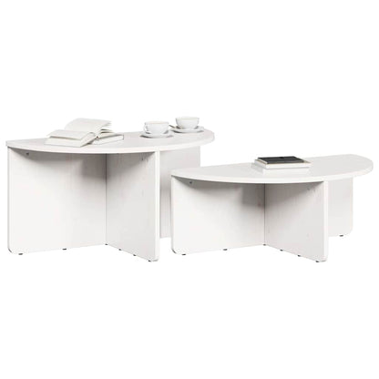 Kaffebord 2 pcs Hvit 79 x 39.5 x 40 cm Massiv furu tre
