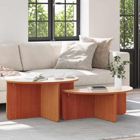 Kaffebord 2 pcs Voksbrun 79 x 39.5 x 40 cm Massiv furu tre