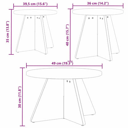 Kaffebord 3 pcs Vokset brun 49 x 49 x 30 cm Massiv furu tre