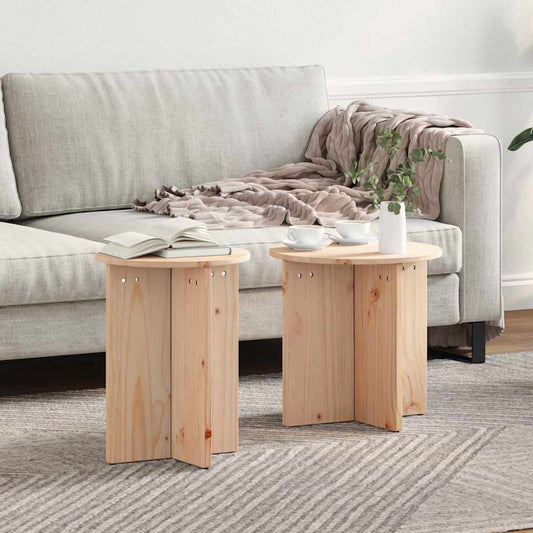 Kaffebord 2 pcs Naturlig 41,5 x 41,5 x 41 cm Massiv furu tre