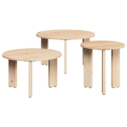 Kaffebord 3 pcs Naturlig 47,5 x 47,5 x 27 cm Massiv furu tre