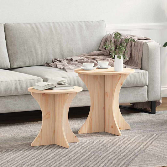 Kaffebord 2 pcs Naturlig 46 x 46 x 47 cm Massiv furu tre