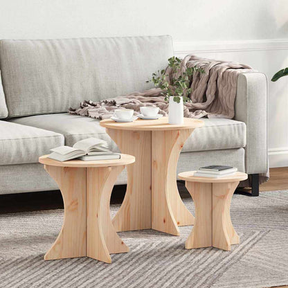 Kaffebord 3 pcs Naturlig 46 x 46 x 47 cm Massiv furu tre