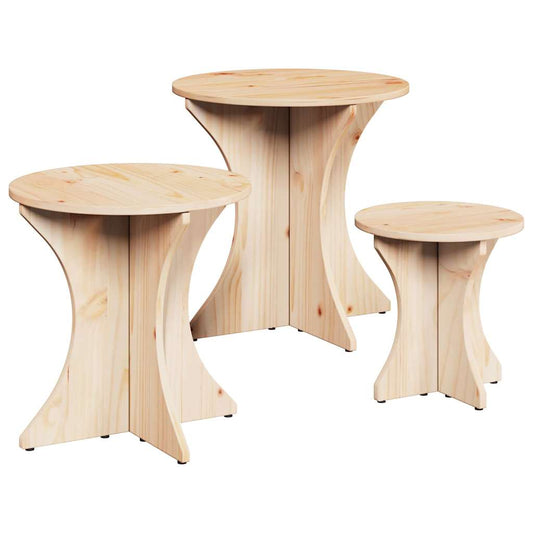 Kaffebord 3 pcs Naturlig 46 x 46 x 47 cm Massiv furu tre