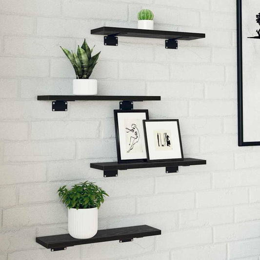 Bokhyllestplater 4 stk i Svart Eik, 40x10x1,5 cm, Laget av Tre