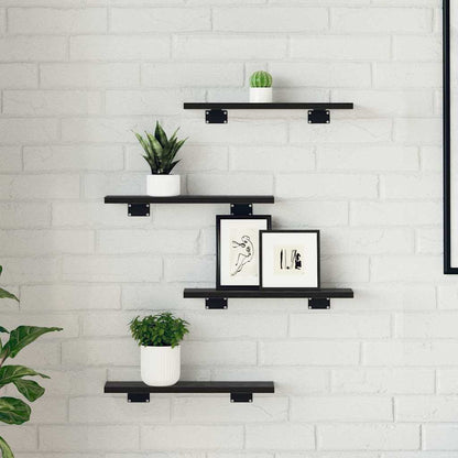 Bokhyllestplater 4 stk i Svart Eik, 40x10x1,5 cm, Laget av Tre
