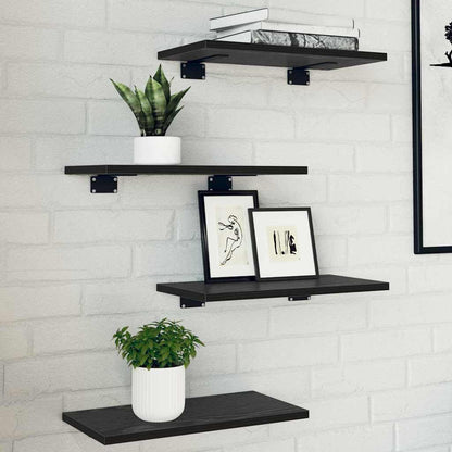 bokhyller - 4 stk i svart eik, 40x20x1.5 cm, laget av konstruert tre.