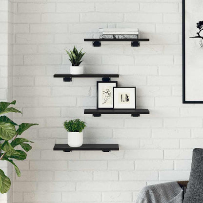 bokhyller - 4 stk i svart eik, 40x20x1.5 cm, laget av konstruert tre.