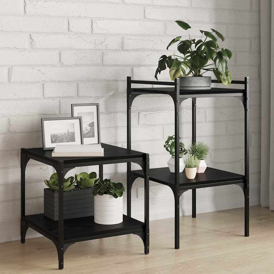 Bokhyller - 4 stk, svart eik, 40x40x1.5 cm, laget av konstruert tre.