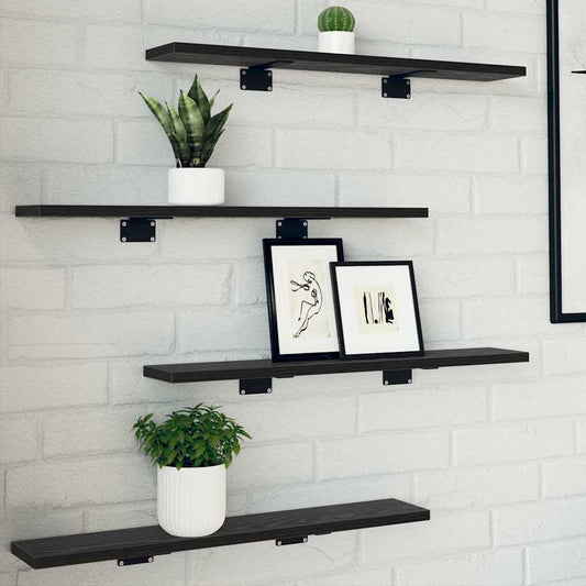 Bokhyller - 4 pakke i svart eik, 60x10x1.5 cm - Laget av konstruert tre