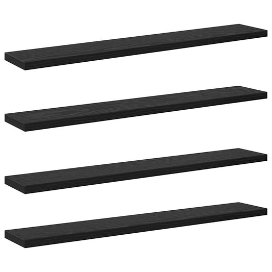Bokhyller - 4 pakke i svart eik, 60x10x1.5 cm - Laget av konstruert tre