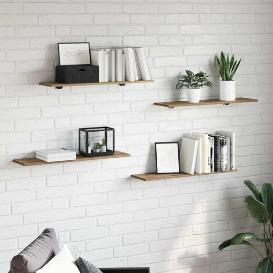 Bokhylle Bord med hylle med lagring 4 pcs Brun 100 x 40 x 1.5cm Sponplate