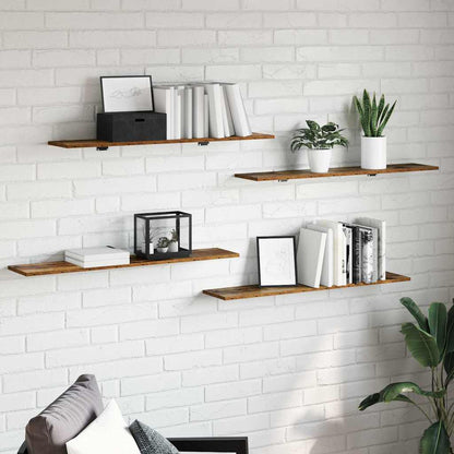 Bokhylle Bord med hylle med lagring 4 pcs Brun 100 x 40 x 1.5cm Sponplate