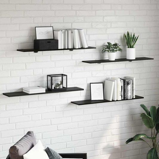 Bokhylle Bord med hylle 4 pcs Svart 100 x 40 x 1.5cm Sponplate