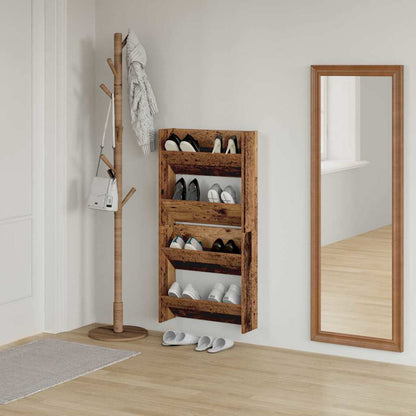 Veggsko skap 2 pcs Gammelt tre 60 x 18 x 60 cm Konstruert tre