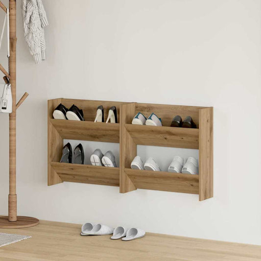 Veggsko skap 2 pcs artisan eik 60 x 18 x 60 cm Konstruert tre