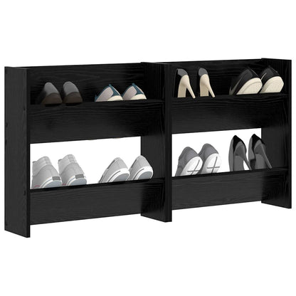 Veggsko skap 2 pcs Svart eik 60 x 18 x 60 cm Konstruert tre