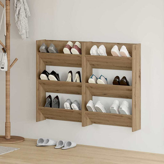 Veggsko skap 2 pcs artisan eik 60 x 18 x 60 cm Konstruert tre