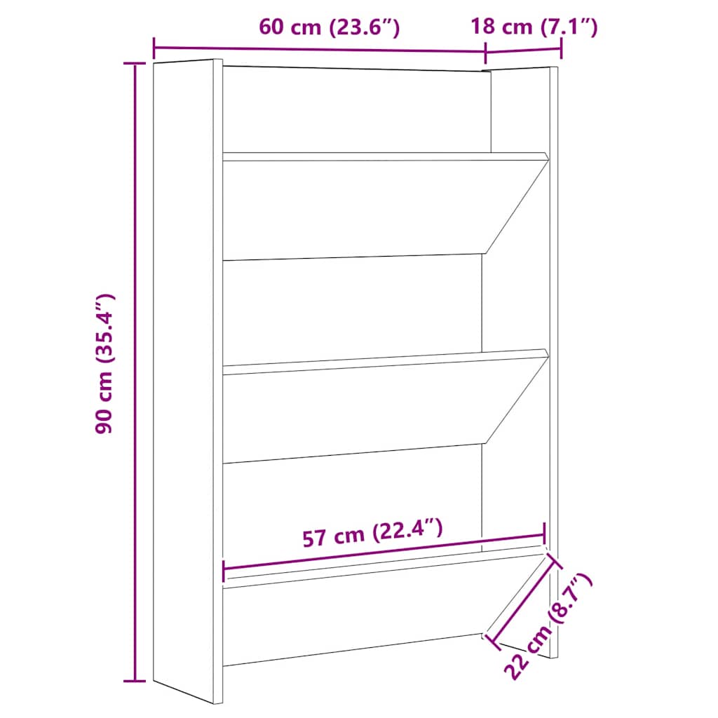 Veggsko skap med hylle Annet Svart eik 60 x 18 x 60 cm Konstruert tre