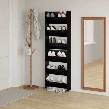Veggsko skap 2 pcs Svart eik 60 x 18 x 60 cm Konstruert tre