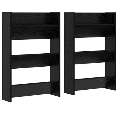 Veggsko skap 2 pcs Svart eik 60 x 18 x 60 cm Konstruert tre